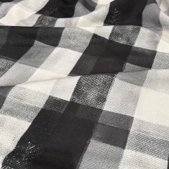 Abstract Plaid (Slub Print) Table Linen in Black