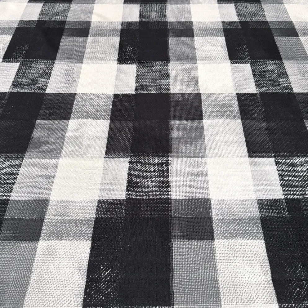 Abstract Plaid (Slub Print) Table Linen in Black