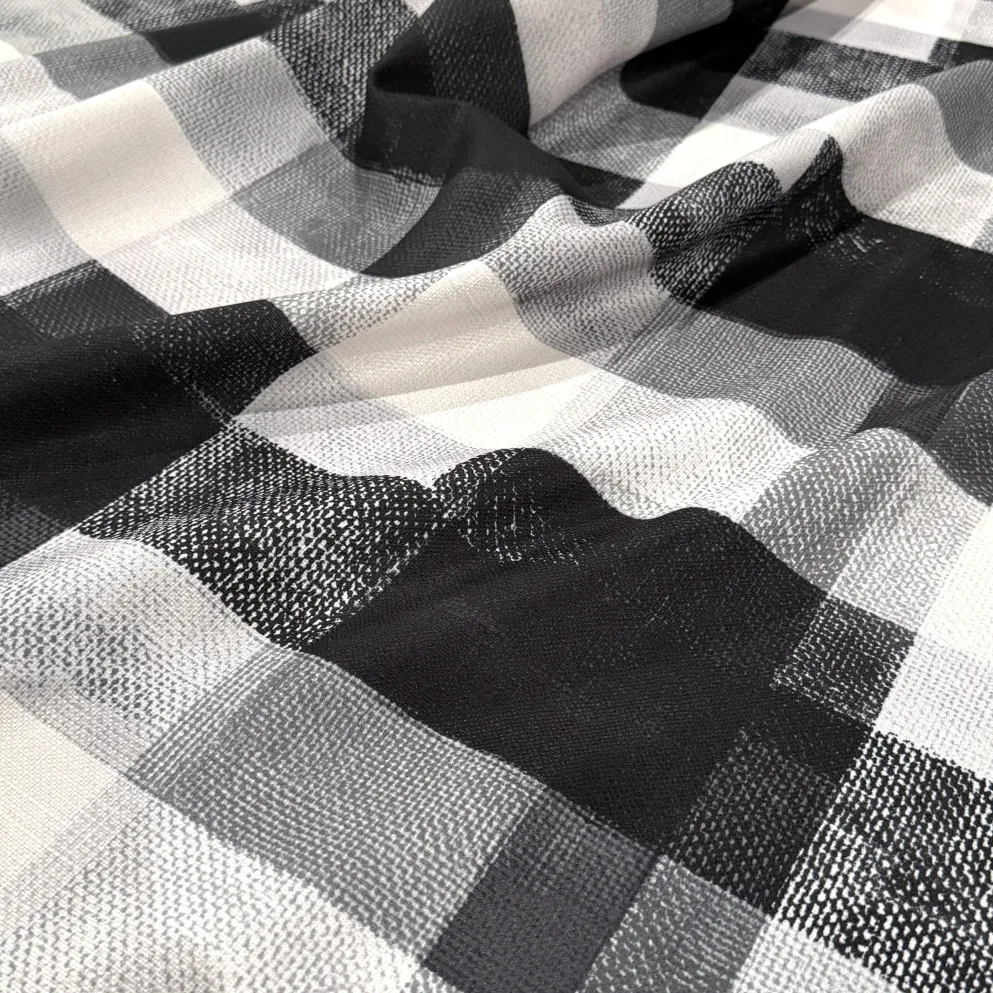 Abstract Plaid (Slub Print) Table Linen in Black