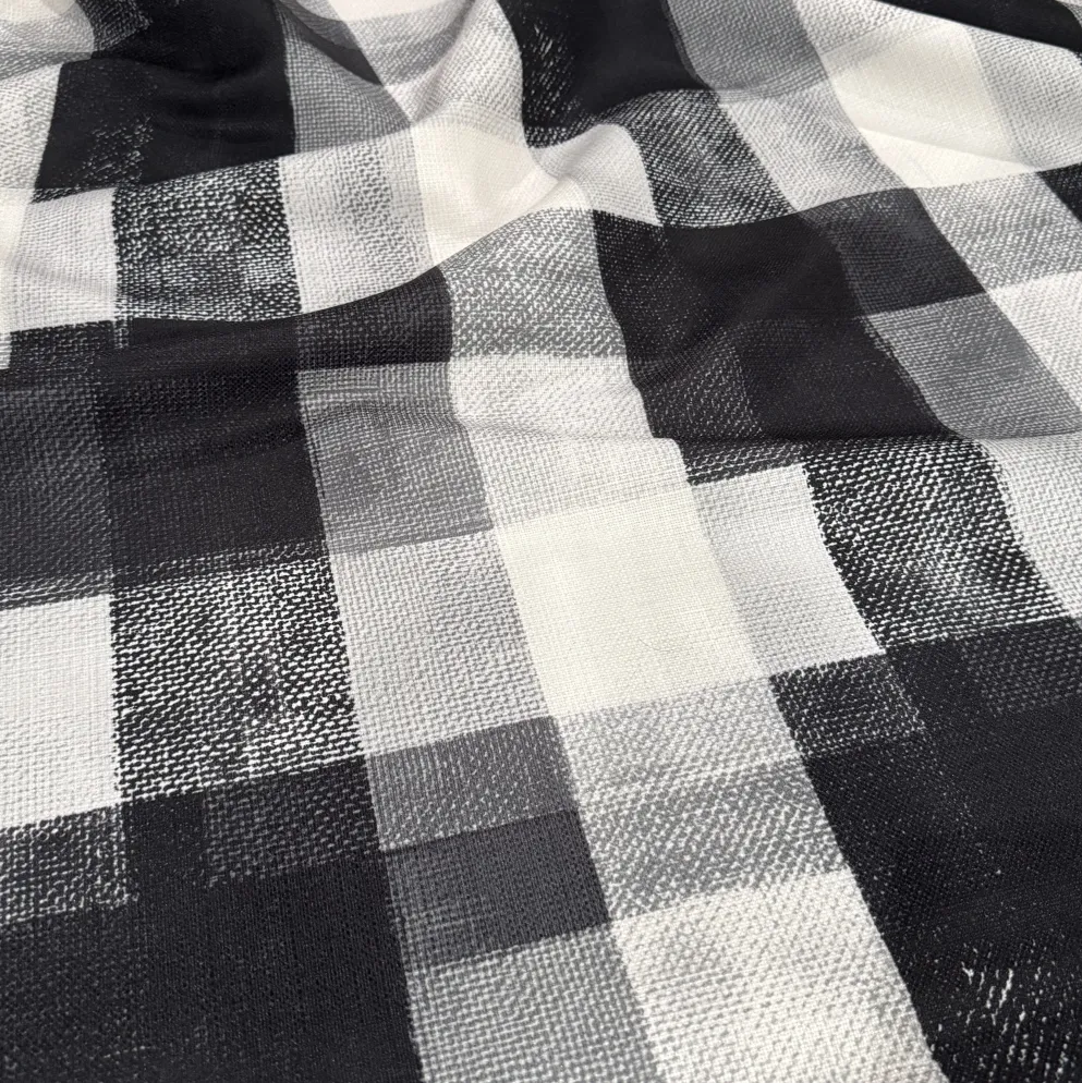 Abstract Plaid (Slub Print) Table Linen in Black