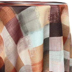 Abstract Plaid (Slub Print) Table Linen in Rust