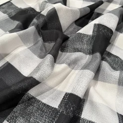 Abstract Plaid (Slub Print) Table Runner in Black