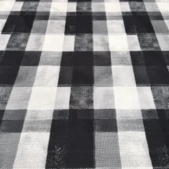 Abstract Plaid (Slub Print) Table Napkin in Black