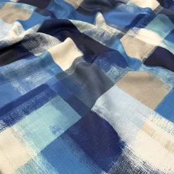 Abstract Plaid (Slub Print) Table Napkin in Blue