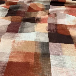 Abstract Plaid (Slub Print) Table Napkin in Rust