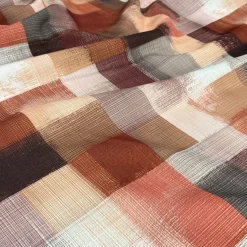 Abstract Plaid (Slub Print) Table Napkin in Rust