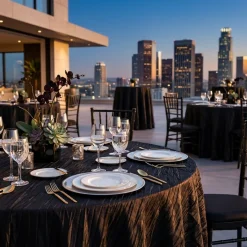 Accordion Taffeta Table Linen in Black