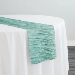 Accordion Taffeta Table Runner in Teal Green