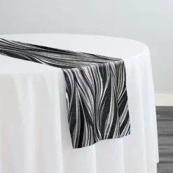 Allure Jacquard Table Runner in Black and Silver