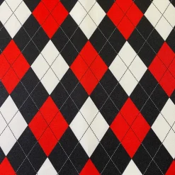 Argyle (Poly Print) Table Linen in Red and Black and White
