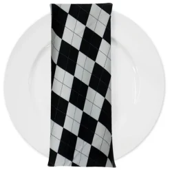 Argyle (Poly Print) Table Napkin in Black and White