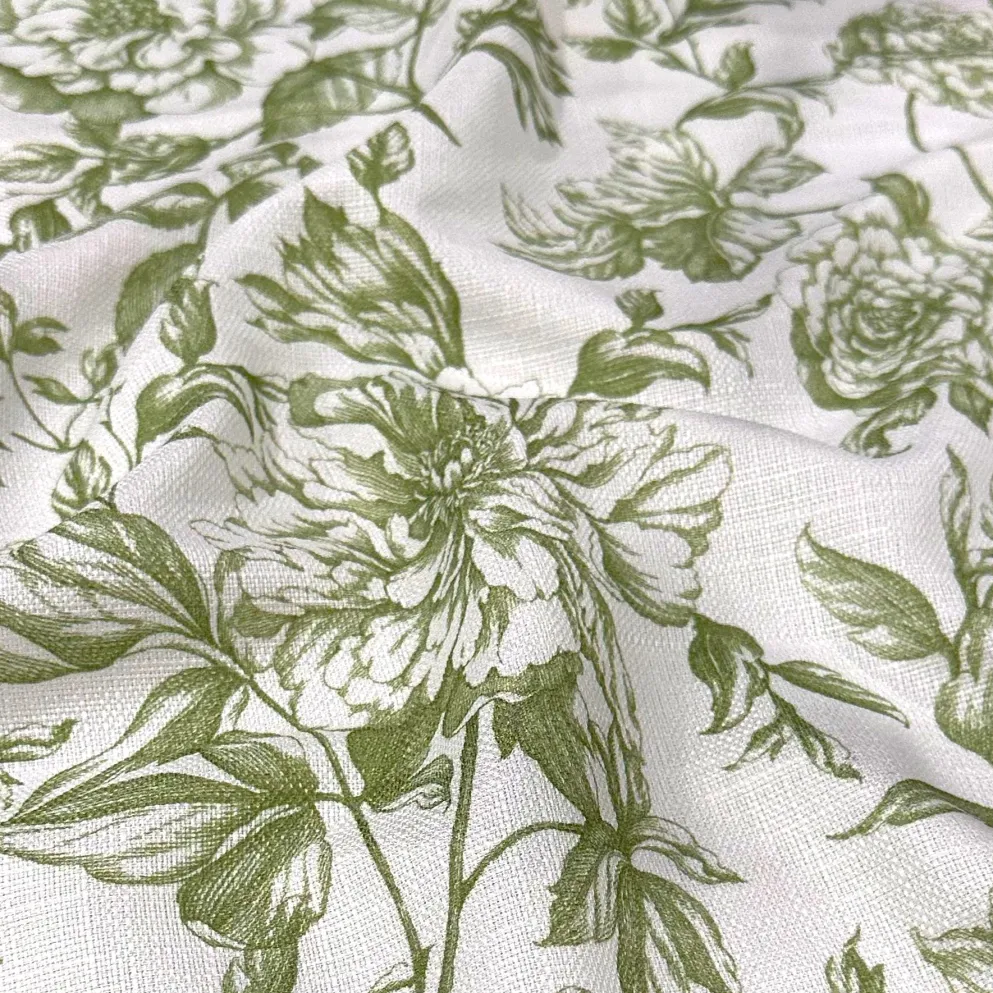 Artistry Bloom (Slub Print) Table Linen in Sage