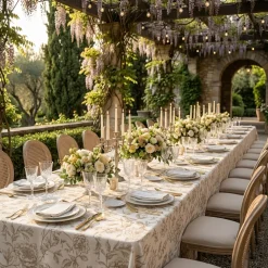 Artistry Bloom (Slub Print) Table Linen in Taupe