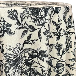 Artistry Bloom (Slub Print) Table Linen in Taupe / Black