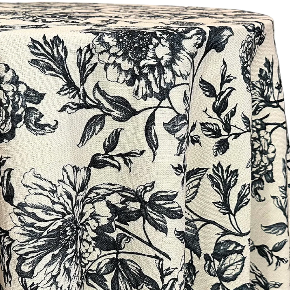 Artistry Bloom (Slub Print) Table Linen in Taupe / Black