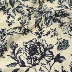 Artistry Bloom (Slub Print) Table Linen in Taupe / Black
