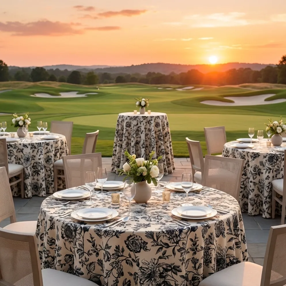 Artistry Bloom (Slub Print) Table Linen in Taupe / Black