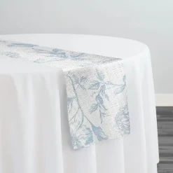 Artistry Bloom (Slub Print) Table Runner in Lt Blue