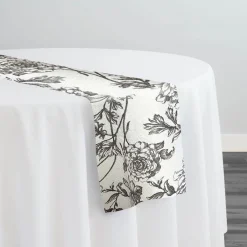 Artistry Bloom (Slub Print) Table Runner in Grey