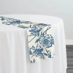 Artistry Bloom (Slub Print) Table Runner in Royal