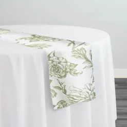 Artistry Bloom (Slub Print) Table Runner in Sage