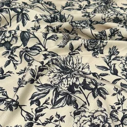Artistry Bloom (Slub Print) Table Runner in Taupe / Black