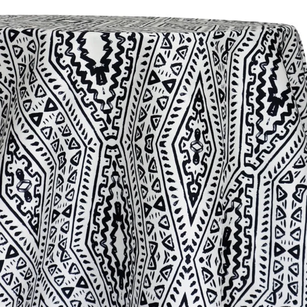 Aztec Print (Dupioni) Table Linen in Black