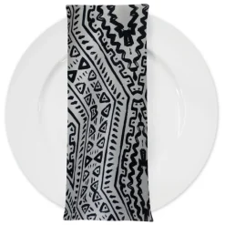 Aztec Print (Dupioni) Table Napkin in Black