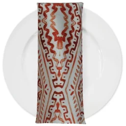 Aztec Print (Dupioni) Table Napkin in Orange