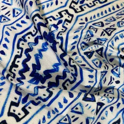 Aztec Print (Dupioni) Table Napkin in Royal