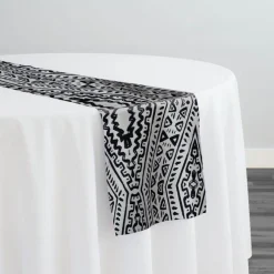 Aztec Print (Dupioni) Table Runner in Black