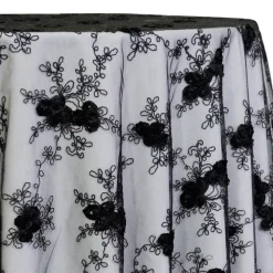 Baby Rose Embroidery Table Linen in Black