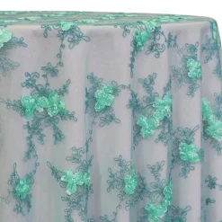 Baby Rose Embroidery Table Linen in Mint