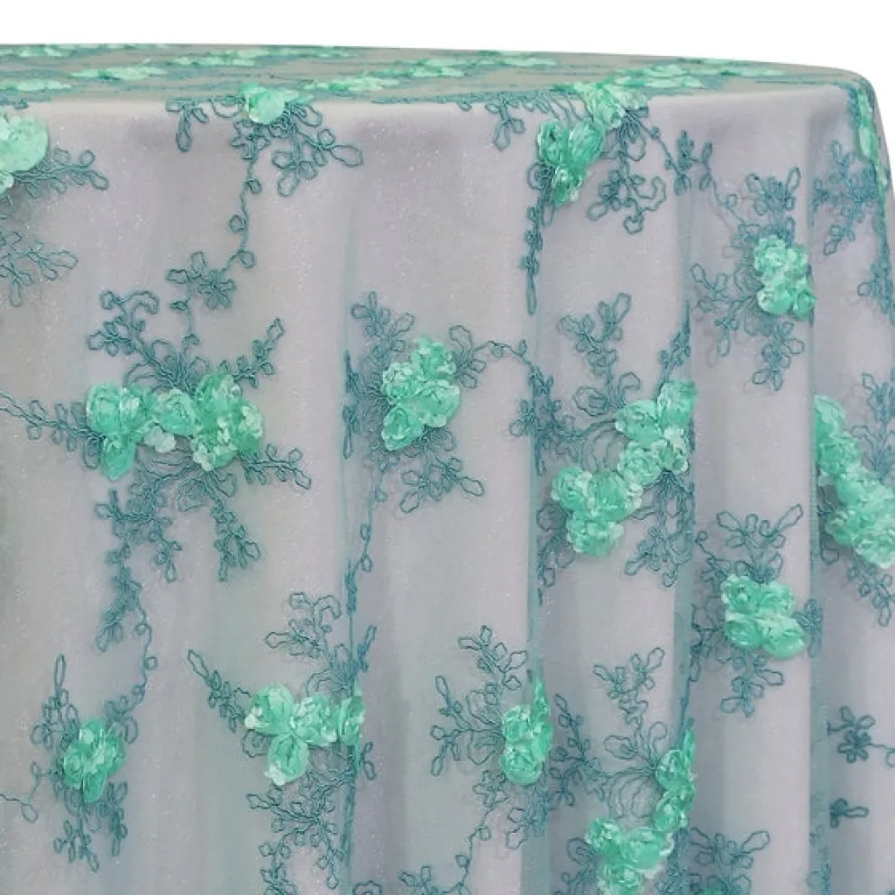 Baby Rose Embroidery Table Linen in Mint
