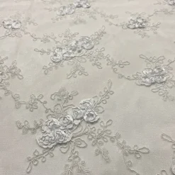 Baby Rose Embroidery Table Runner in White