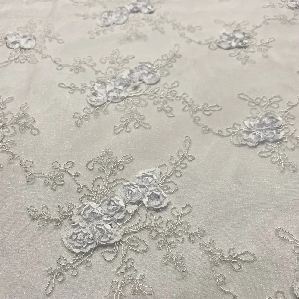 Baby Rose Embroidery Table Runner in White
