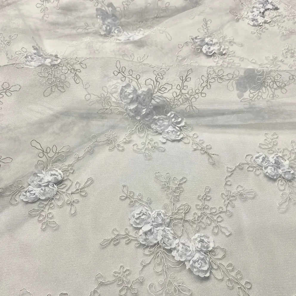 Baby Rose Embroidery Table Runner in White