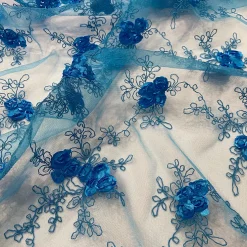 Baby Rose Embroidery Table Runner in Turquoise