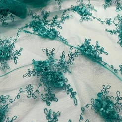 Baby Rose Embroidery Table Runner in Jade