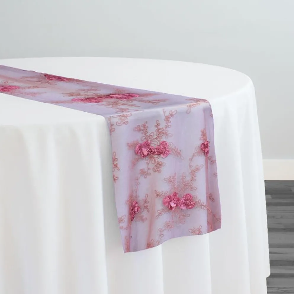 Baby Rose Embroidery Table Runner in Dusty Rose