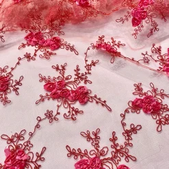 Baby Rose Embroidery (w/ Poly Lining) Table Napkin in Coral