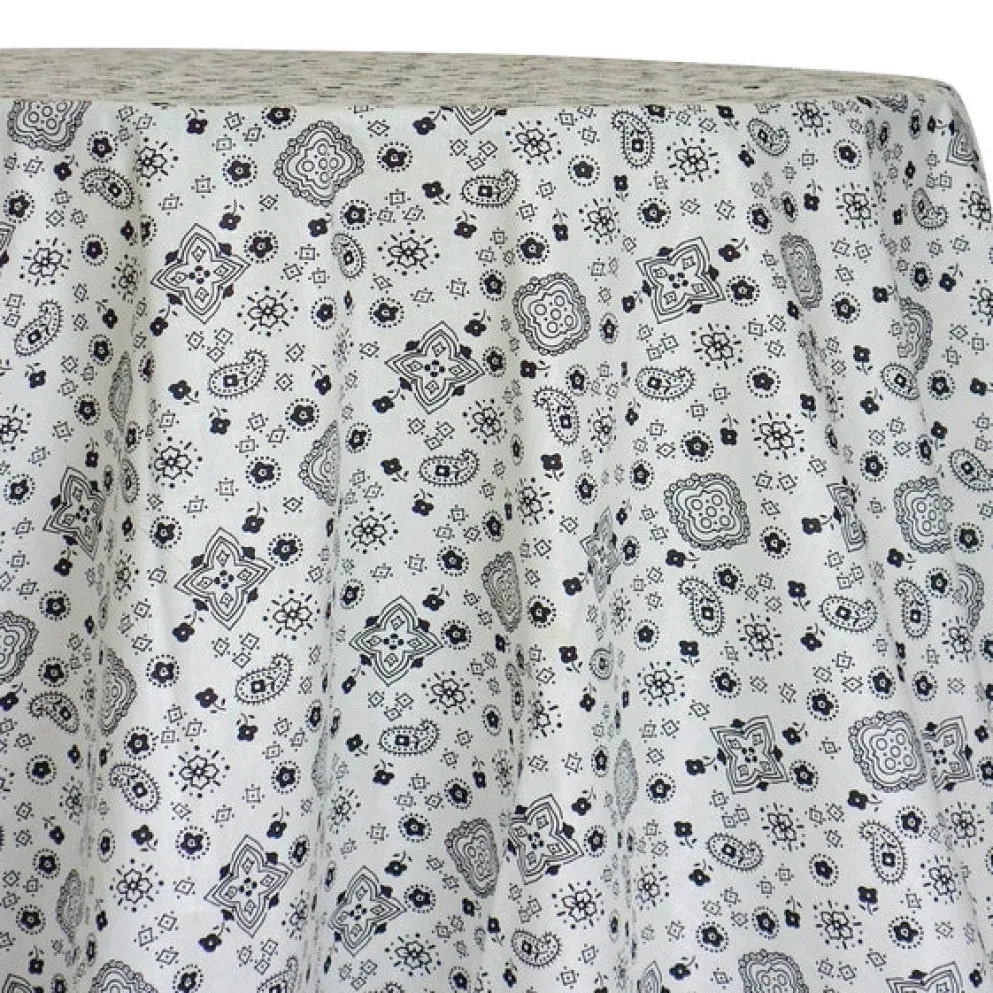 Bandana (Poly Print) Table Linen in White