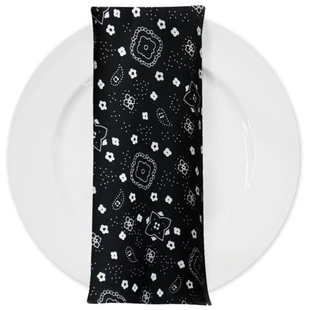 Bandana (Poly Print) Table Napkin in Black