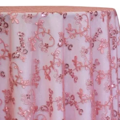 Basil Leaf Embroidery Table Linen in Dusty Rose