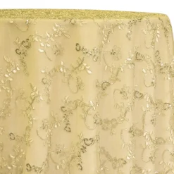 Basil Leaf Embroidery Table Linen in Gold