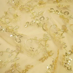 Basil Leaf Embroidery Table Linen in Gold