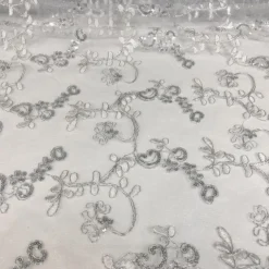 Basil Leaf Embroidery Table Runner in White