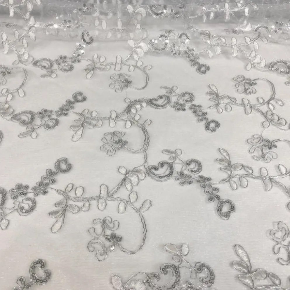 Basil Leaf Embroidery Table Runner in White