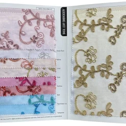 Basil Leaf Embroidery Table Runner in Coral