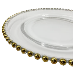 Beaded - Glass Charger Plate in Gold (Item # 0239)